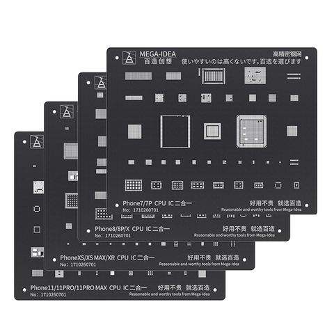 Black Steel BGA Reballing Stencil Kit for iPhone 11 11Pro XS XS MAX XR X 8P 8 7P 7 6S 6 CPU IC Chip Tin Planting Soldering Net ► Photo 1/6