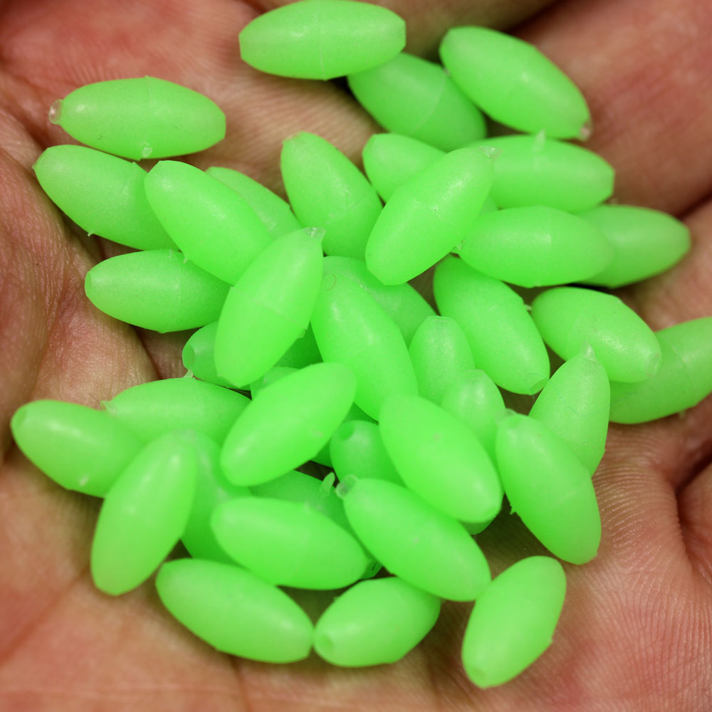 Glow Fishing Bead Oval Rubber Bait Eggs Soft Luminous 7x10mm-200pcs Green