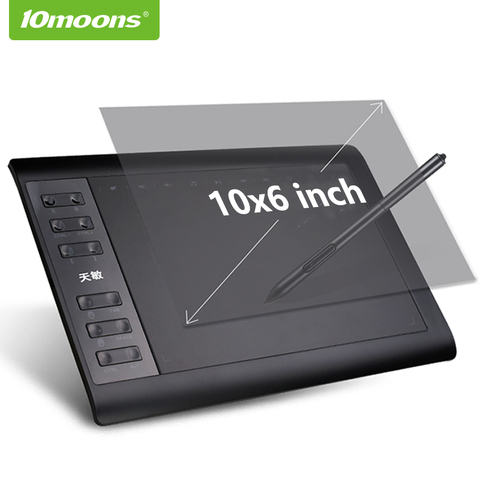10moons 10x6 Inch Graphic Drawing Tablet  8192 Levels  Digital Tablet  No need charge Pen ► Photo 1/6