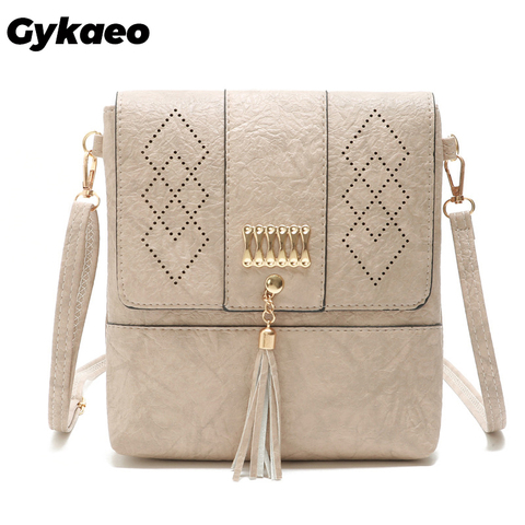 Gykaeo Female Hollow Out Cover Tassel Shoulder Bags Handbags Women Famous Brands Small PU Leather Evening Clutch Crossbody Bags ► Photo 1/5