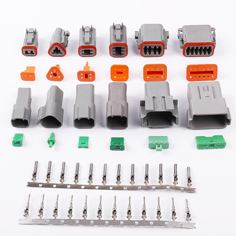 1set Deutsch DT06 DT04 Car Waterproof Connectors Male and Female Butt Plug 2P 3P 4P 6P 8P 12 Pins 22-16AWG Gray ► Photo 1/5