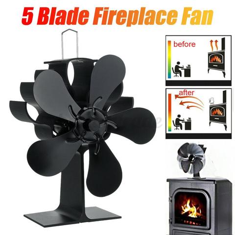 Black Fireplace 5 Blades Heat Powered Stove Fan Log Wood Burner Ecofan Quiet Home Fireplace Fan Efficient Heat Distribution ► Photo 1/6