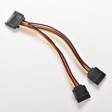 19cm 15 Pin SATA Male to 2 Female 15 Pin SATA Cable Splitter Adapter Cable PC Computer Power Cable Converter Connector ► Photo 1/3