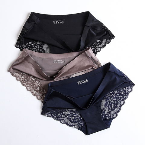  Women Cotton Underwear, Ladies Solid Color Lace