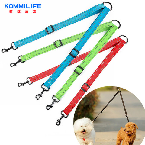 Reflective Pet Dog Leash Double Twin Lead Walking Leash Adjustable Double-head Nylon Dog Leash for Two Dogs Training Rope ► Photo 1/6