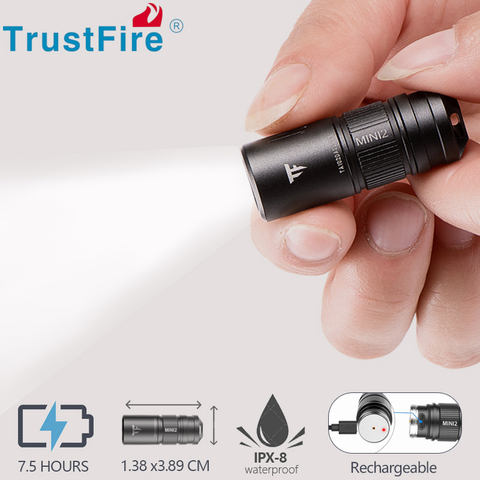 Trustfire Rechargeable Mini LED Flashlight USB Keychain 250Lumens Pocket Light IPX8 EDC Portable Flashlights Lamp ► Photo 1/6