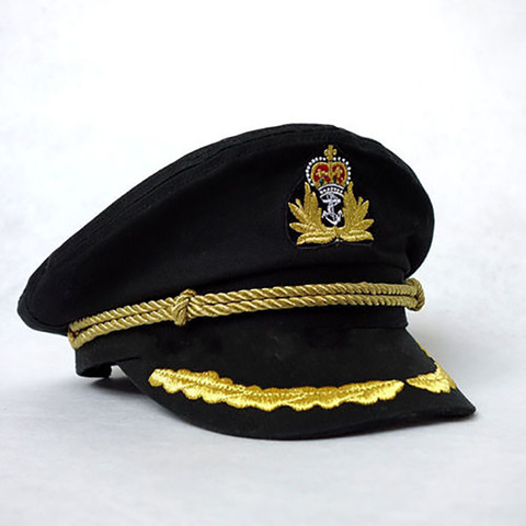 Men Hats Sailor Captain Hat Black White Uniforms Costume Party Cosplay Stage Perform Flat Navy Military Cap for Adult Men Women ► Photo 1/5