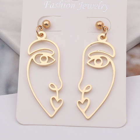 European & American Cross-border Personality Exaggerated Abstract Face Silhouette Earrings Hollow Face Earrings for Women ► Photo 1/6