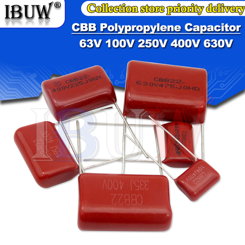 10PCS 63V 100V 250V 400V 630V CBB  Polypropylene film capacitor 100PF 220PF 470PF 10NF 1UF 22NF 100NF 220NF 330NF 470NF 680NF ► Photo 1/5