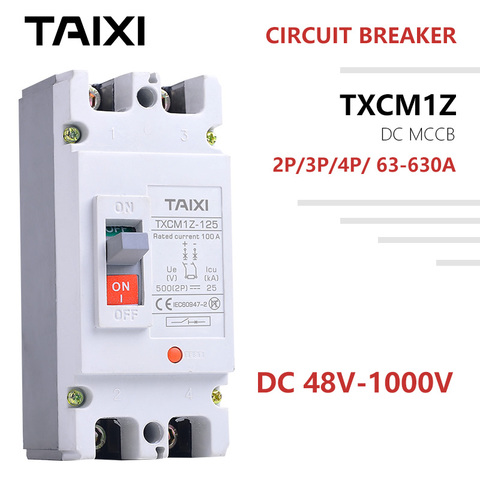 DC Circuit Breaker Mccb 2P 3 4 Poles 48V 72V 96V 200V 250V 750V 1000V Voltage 100A 160A 200A 250A 400A 630A PV Solar Protector ► Photo 1/6
