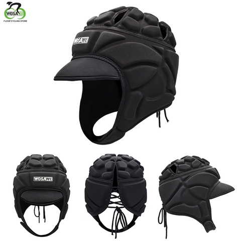 WOSAWE Men's Football Soccer Goalkeeper Helmet Sports EVA Anti-Shock Rugby Scrum Cap Headguard Goalie Roller Hat Head Protector ► Photo 1/6