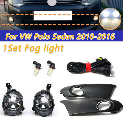 LED light For VW Polo Vento Sedan Saloon 2011 2012 2013 2014 2015 2016 LED Fog Light Fog Lamp Grille Cover Harness Assembly ► Photo 1/6