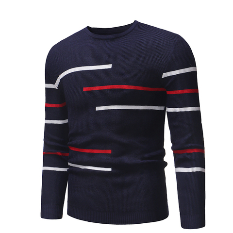 Men's autumn casual round-neck striped pullover for men, designed for teenagers, oversized casual knit men's sweater ► Photo 1/5