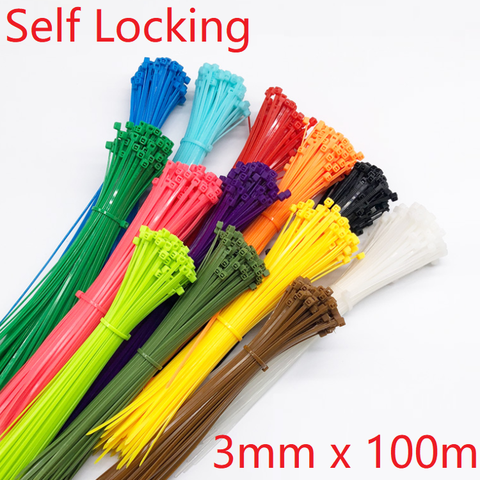 30pcs Self Locking Nylon Cable Ties 3 x 100mm Plastic Zip Tie Band Wire Binding Wrap Straps DIY Cable Fasten Organiser Colorful ► Photo 1/6