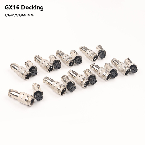 1 set GX16 butt Wire connector 2/3/4/5/6/7/8/9/10 Pin Male & Female 16mm Aviation Socket Plug Wire Panel Docking Connectors ► Photo 1/6