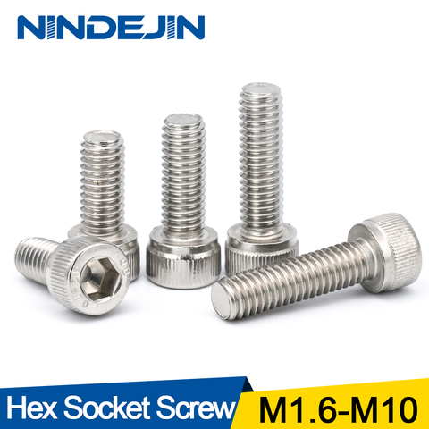 NINDEJIN Hexagon Hex Socket Cap Head Screw M1.6 M2 M2.5 M3 M4 M5 M6 M8 M10 Stainless Steel Allen Bolt DIN912 Hex Screw with Key ► Photo 1/6