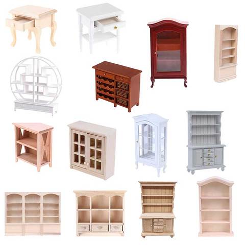 New 1:12 Dollhouse Miniature Wood Display Cupboard Cabinet Showcase Doll House Decor Cabinet Model Chest Cupboard Shelf ► Photo 1/6
