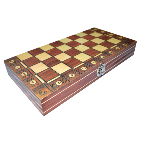 3-in-1 Chess Checkers Backgammon Folding Travel Wooden Game Set Magnetic Easy Portable 13.4x13.4inch ► Photo 1/6