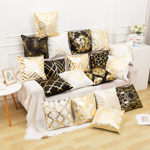 45*45cm Stamping Gold Pillowcase Retro European Style Sofa Cushion Cover Home Decorative Lumbar Pillow Cover Bed Car CushionCase ► Photo 1/6