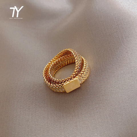 Design Sense Gold Snake Bone Chain Double Layer Rings For Woman 2022 New Korean Jewelry Party Fashion Girl's Unusual Gothic Ring ► Photo 1/6