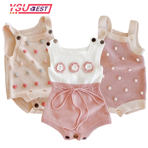 New Baby Knitted Rompers Balls Flowers Sleeveless Jumpsuit Newborn Boys Girls Romper One-piece Outfits Clothes Winter Playsuit ► Photo 1/6