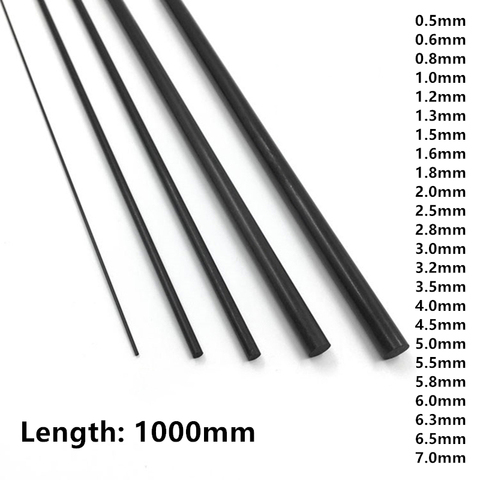 5pcs carbon fiber rod carbon rod 0.5mm~7.0mm carbon fiber rod fixed rod reinforcement rod round rod solid rod length 1000mm ► Photo 1/4