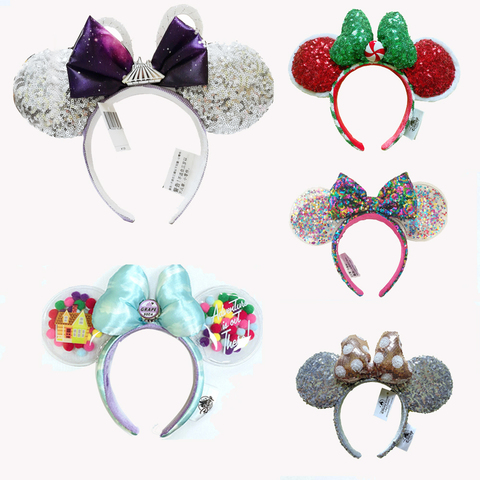 New Minnie Ears Headband Holiday party sequins Headdress Bows EARS COSTUME Headband Cosplay Plush Adult/Kids Headband Gift ► Photo 1/6