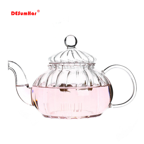 Glass Teapot With Tea Infuser, Pumpkin Shaped Pot, Heat Resistant