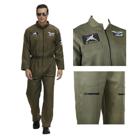 Flight Suit Uniform Man Fighter Pilot Costume Women Top Gun Halloween Cosplay Adult Jumpsuit Zipper Costume Couple Game Overalls ► Photo 1/6