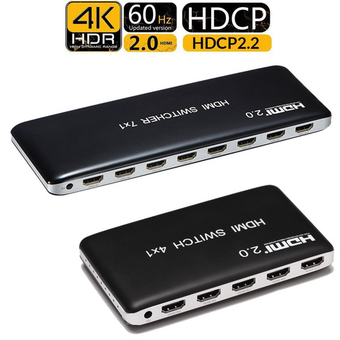 4K 60HZ HDMI Switch 7x1 4x1 3x1 HDMI 2.0 Switcher Video Converter 7 4 3 in 1 out HDCP 2.2 3D for PS3 PS4 XBOX DVD PC to TV HDTV ► Photo 1/6