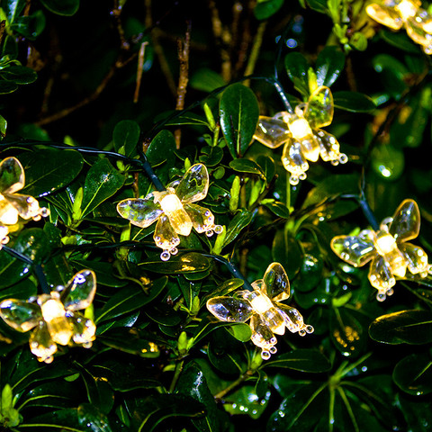 LED Solar Power Butterfly Fairy Christmas Lights String Outdoor Festoon New Year's Garland Waterproof Garden Wedding Decoration ► Photo 1/6