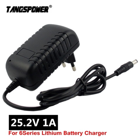 25.2V 1A Lithium Battery Charger For 6Series Li-ion Battery pack Portable Wall Charger DC 5.5mm*2.1mm Connector Plug EU/US ► Photo 1/6
