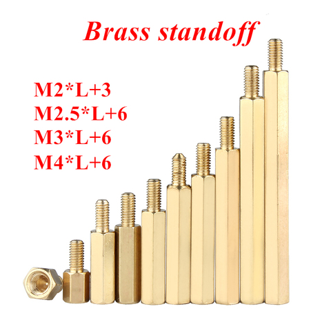 10-50pcs Hex Brass spacing screws M2 M2.5 M3 M4 brass standoff spacer hexagonal stud Spacer Hollow Pillars Male to Female ► Photo 1/4