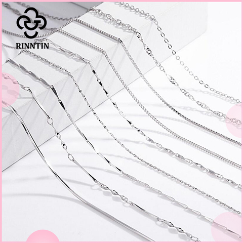 Rinntin 925 Sterling  Silver O Chain for Women Men Adjustable Box Link Cable Long Thin Necklace Fashion Accessorie Jewelry SC07 ► Photo 1/6