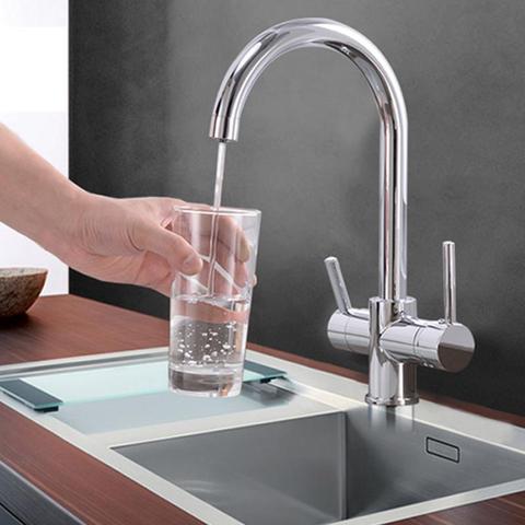 drinking Water Purification Tap Beige&Chrome Kitchen sink Faucet mixer Design 360 Degree Rotation filtered Kitchen Faucet ► Photo 1/6