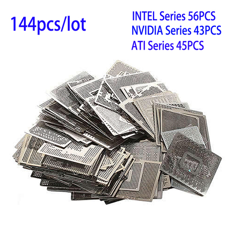 144pcs/lot BGA Direct Heat graphics card BGA Stencils INTEL/ NVIDIA/ ATI Video chips Bga Reballing Stencil Tample Kit ► Photo 1/1