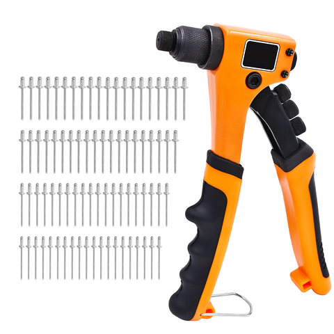 GOXAWEE 8” Hand Riveter Guns 4 in 1 Pop Heavy Duty Manual Rivet Nut Gun Tools Set With 2.4mm 3.2mm 4.0mm 4.8mm Rivet Nails 80pcs ► Photo 1/6