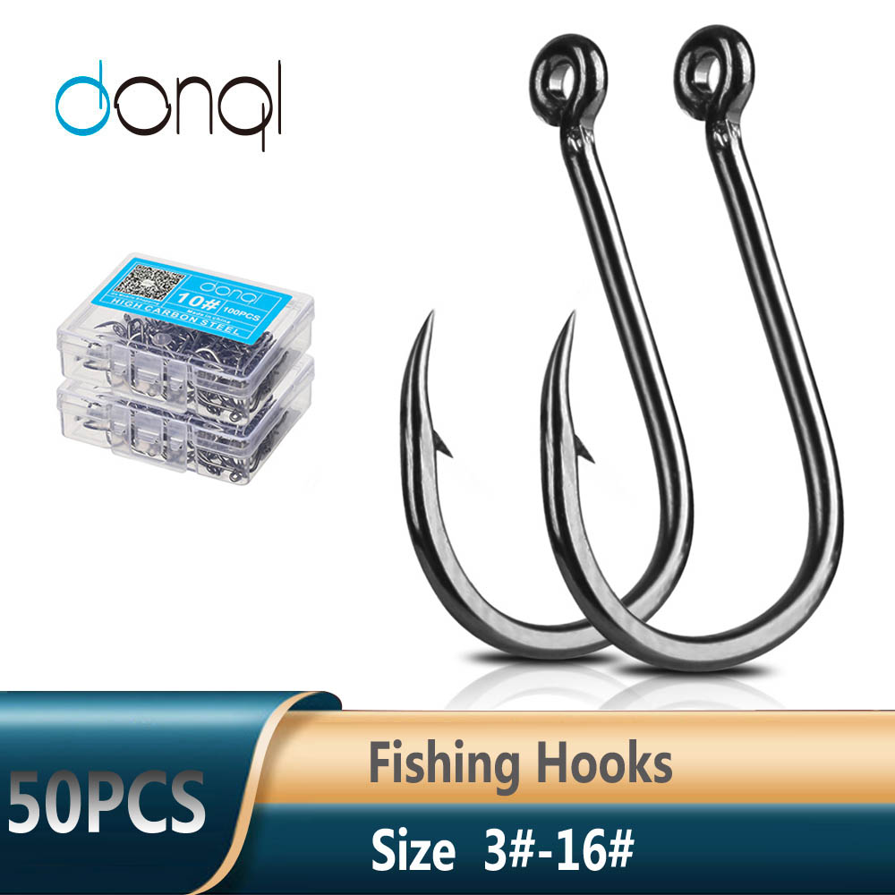 50pcs Single Circle Fishing Hooks Barbed Carp Hook Sea Hook Accessories Tackle