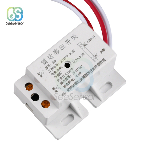 New 220V AC 50Hz Auto Infrared Sensor Switch PIR Microwave Radar Body Motion Sensor Module Adjustable For Time Distance Range ► Photo 1/6