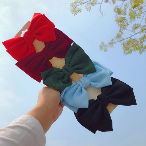 Multicolor Vintage Linen Barrettes Hair Clips Girls Oversized Bow Knot Hairgrips Ponytail Women Elegant Hairpin Hair Accessories ► Photo 1/6