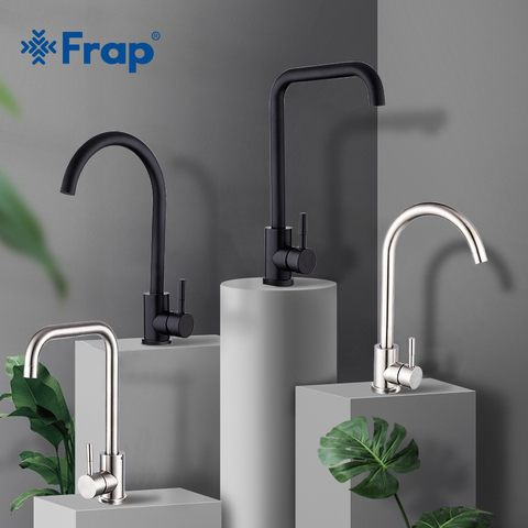 Frap High Quality Stainless Steel Black Spray Paint Kitchen Sink Faucet Single Handle Cold and Hot Water Mixer Faucets Y40001/3 ► Photo 1/6