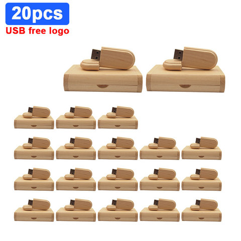 20pcs/lot USB 2.0 High Speed Wooden USB Flash Drive Pen Driver Wood Pendrive 4GB 16GB 32GB 64GB Creative Free Logo for Wedding ► Photo 1/6