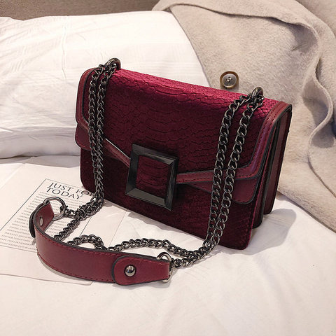 2022 Fashion Snakeskin Velvet Shoulder Messenger Crossbody Bags Women Handbag Vintage Ladies Clutch Casual Totes Female Purse ► Photo 1/6