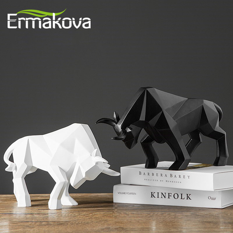 ERMAKOVA Resin Bull Statue Bison Sculpture Decoration Abstract Animal Figurine Room Desk Home Decoration Gift ► Photo 1/6