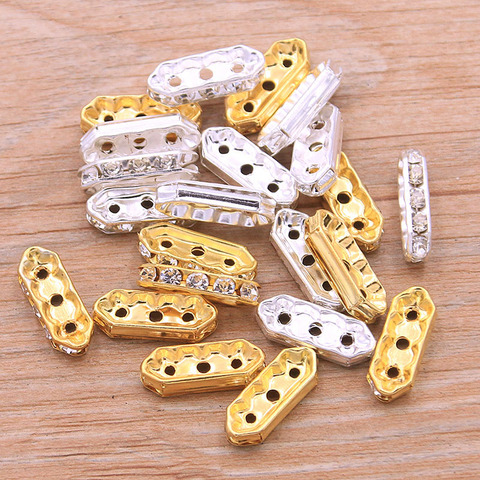 PULCHRITUDE 50Pcs 6*17mm 2 Color Rectangle Bead Charms Porous Connector For DIY Necklace Bracelets Jewelry Handmade Making ► Photo 1/6