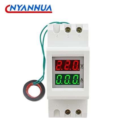 2P Din Rail Digital Dual LED Voltage Current Meter AC Voltmeter Ammeter AC 80.0-300.0V AC 200.0-450.0V ► Photo 1/6