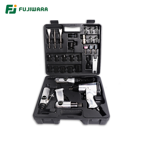 FUJIWARA 4pcs Pneumatic Tool Set, Air Shovel, 900N.M Torque Wrench, 68N.M Ratchet Wrench, Pneumatic Grinding Machine Air Hammer ► Photo 1/6