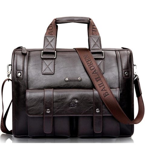 Men Leather Black Briefcase Business Handbag Messenger Bags Male Vintage Shoulder Bag Men's Large Laptop Travel Bags Hot XA177ZC ► Photo 1/6