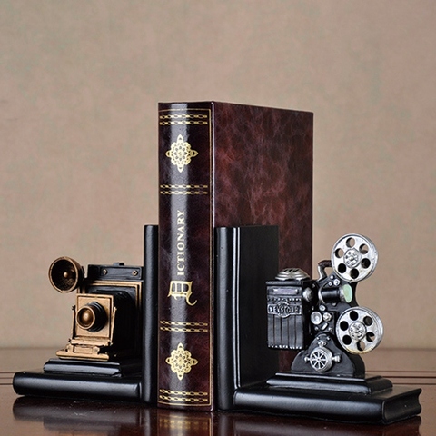Retro Camera Bookend Movie Film Projector Black Silver Collector's Project Creative Bookcase Vintage Jewelry Study Room Study Ho ► Photo 1/6