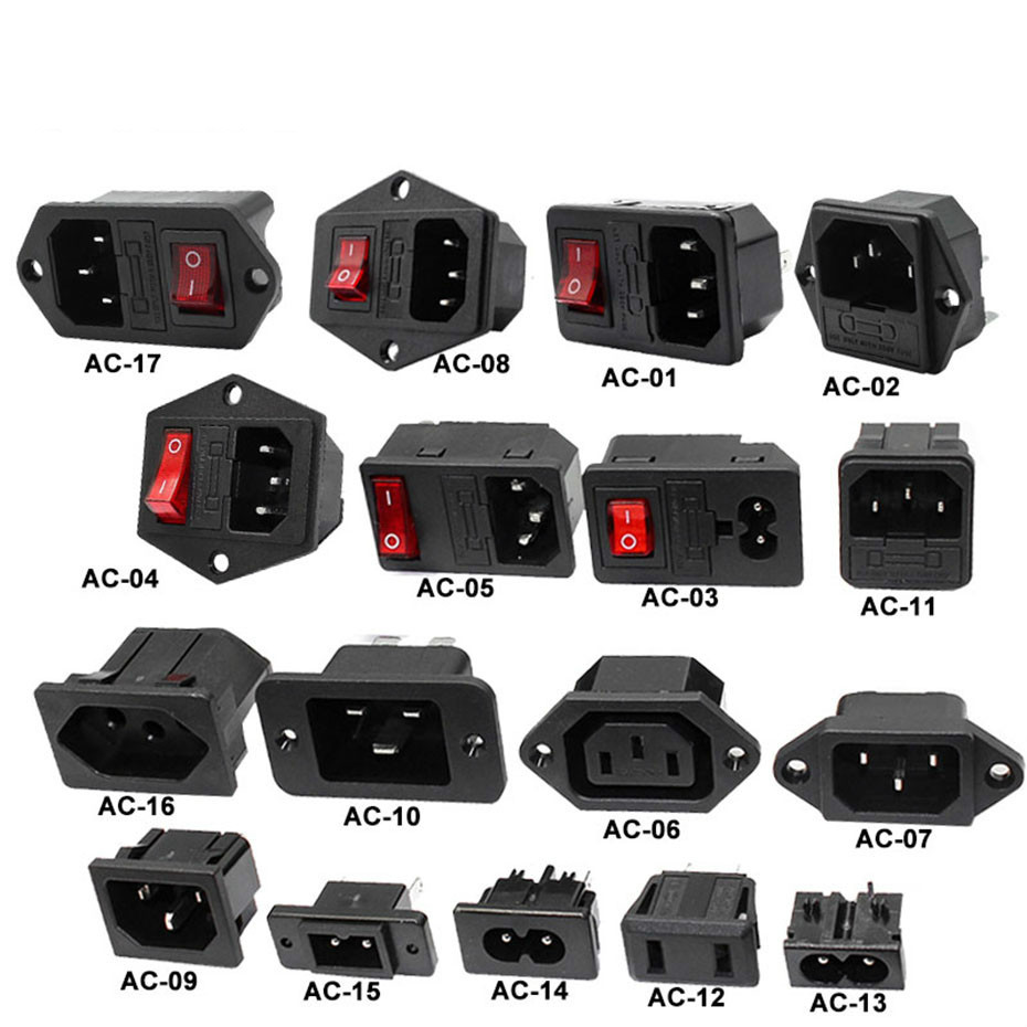 5PCS 10A 250V AC Power Socket 3 Pin Male Connector Plug AC-05